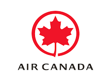 Air canada airlines logo. white background with canada logo and in text is "aircanada"